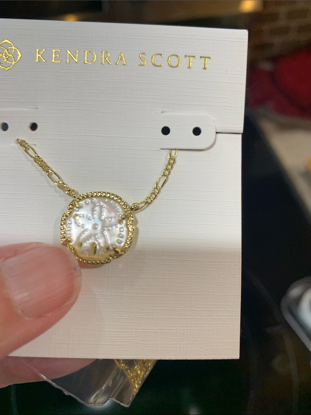 Kendra Scott Gold and White Mother-of-Pearl Disc Necklace